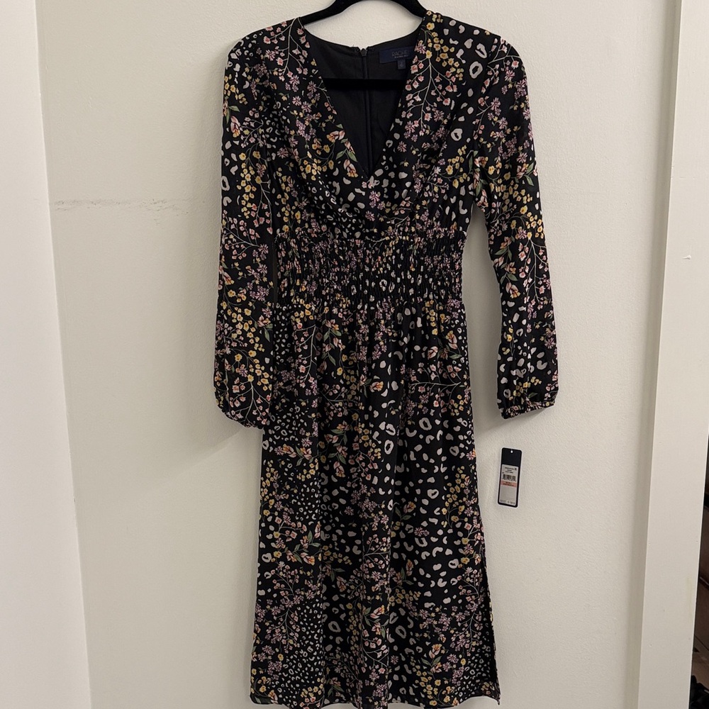 RACHEL Rachel Roy Black Floral Long Sleeve Dress